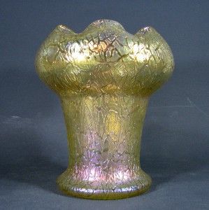 Antique LOETZ Candia Mimosa Iridescent Art Glass Vase, Secessionist 