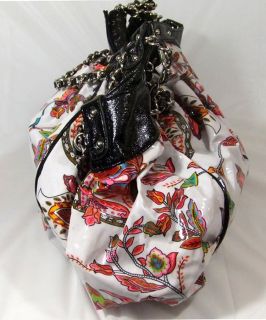 Candice La Handbag Glossy Floral Graphic Chain Handles