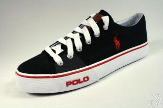 Polo Ralph Lauren Cantor Low Canvas Black Mens Sneakers Shoes New Size 