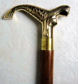 brass mermaid polished handle cane walking stick