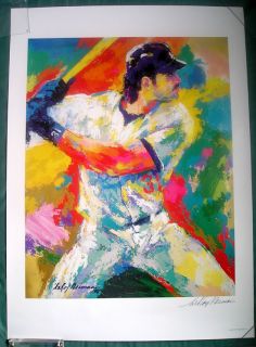 Mike Piazza Dodgers by Leroy Neiman 26x36 Litho Hand Signed by Neiman 