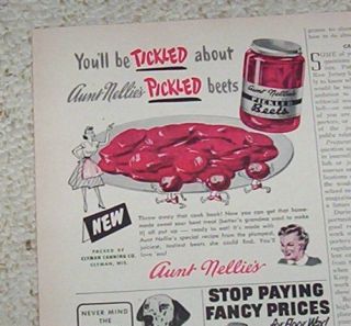   Aunt Nellies Pickled Beets Clyman Canning Wisconsin Old Ad