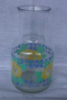   Sunsations Corning Sunflowers Glass Juice Carafe Bottle Vase