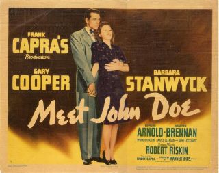 Frank Capra Meet John Doe Title Card 1941 Barbara Stanwyck Gary Cooper 