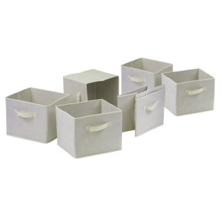 Set of 6 Beige Capri Foldable Fabric Storage Baskets
