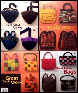 Knitting Felting 12 Patterns Felted Bags Purses Totes