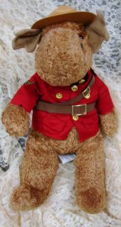 Royal Canadian Mounted Police Stuffed Moose 8.5 tall, with Hat and 
