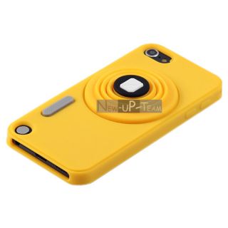 Cute Camera Rubber Back Case Cover Skin +Strap for Apple ipod touch 5 