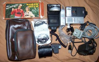 Vintage camera flash units lot of 4 plus accessories Braun Bauer NO 