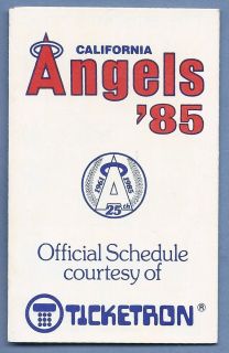 CALIFORNIA ANGELS 1985 BASEBALL POCKET SCHEDULE – Ticketron