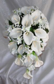   bouquet with beautiful foam calla lilies stephanotis baby breath a