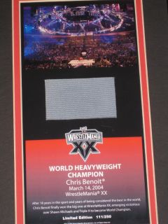 WWE Chris Benoit Wrestlemania 20 XX Signed Plaque w COA