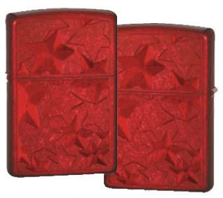 Zippo Red Stars Candy Apple Red Lighter Low SHIP 24947