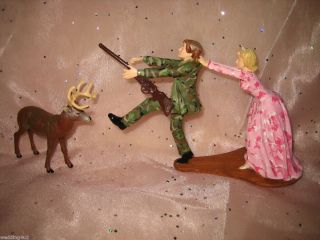 Humorous Wedding Deer Pink Camo Hunter Hunting Cake Topper