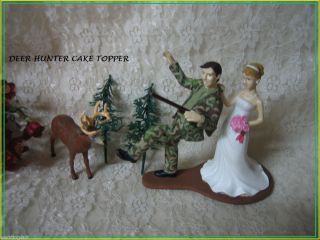 Humorous Wedding Deer Camo Hunter Hunting Cake Topper