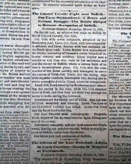   War Newspaper SLAVES LIBERATED William T. Sherman   Suffolk VA & More