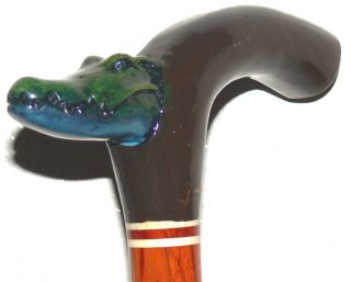 Hand Carved Painted Alligator Derby Handle Cane