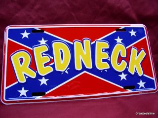   Confederate Flag Redneck Funny Metal Car Tag License Plate New
