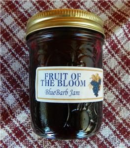 Homegrown Homemade Blueberry Rhubarb Jam Fruit of The Bloom 3 oz Size 