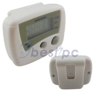   Step Pedometer Walking Calorie Counter Distance White Fast Ship USA
