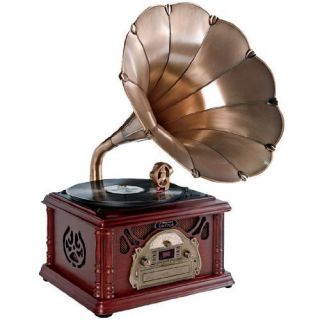   Horn Turntable Record Player Radio Cassette CD Player GREAT GIFT