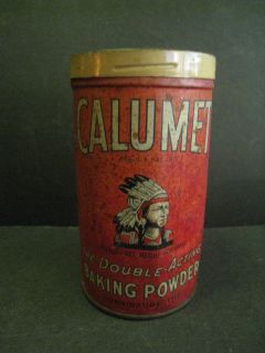Antique Calumet Baking Powder Tin w Tin Indian Litho