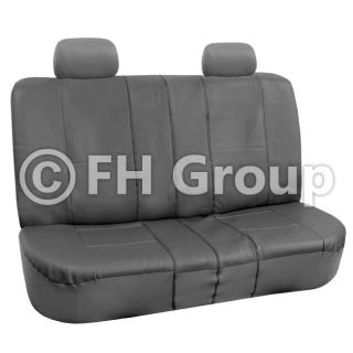 FH PU002114 PU Leather Car Seat Covers Airbag Ready Split Bench Gray 
