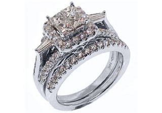 56ct Womens Diamond Engagement Ring Wedding Band Bridal Set Square 