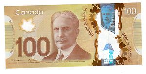 Canada 100$ Bill Note Canadian Currency Polymer Current Currency New 