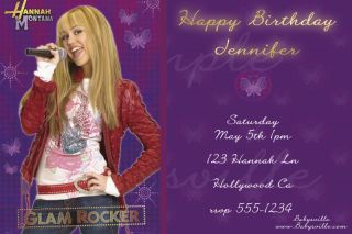 Custom Birthday Invitations Card Ticket Hannah Montana