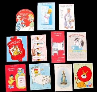 Lot of 11 Vintage Greeting Cards Get Well Soon Sick Hospital Nurse 