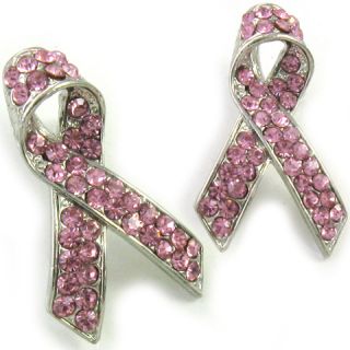 Pretty Pink Ribbon Breast Cancer Crystal Pin Brooch 642