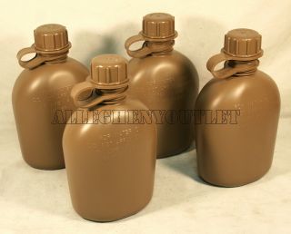 Lot of 4 Military 1 Quart Qt Plastic Canteen Coyote Tan BPA Free Made 