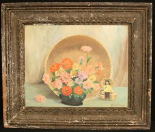 Early California Old Floral Still Life Oil Painting Listed Artist 