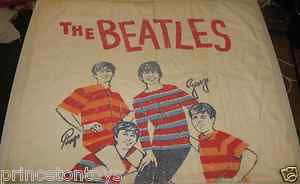 VINTAGE 1964 BEATLES BEACH TOWEL W/ CANNON TAG NEMS FULLY DRY CLEANED 
