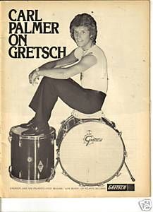 Unique Framed Carl Palmer Gretsch Drum Promo Ad 1979