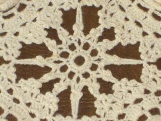   Beige Cotton Crochet Star Flower Bedspread Throw Canopy Curtain