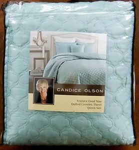 NIP $169 Candice Olson Ventura Cloud Nine Aqua Queen Coverlet Duvet 