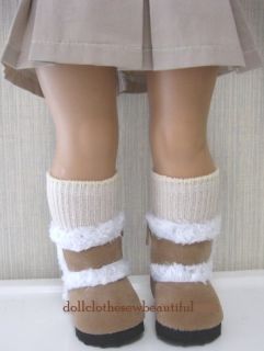 Doll Clothes Fits 18 inch American Girl Beige Fur Trimmed Boots Huge 