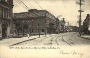 Carbondale PA Street Scene Harrison Hotel c1905 Rotograph Postcard 