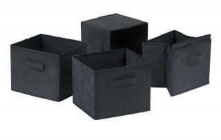 Winsome Capri Foldable Fabric Storage Baskets in Black (Set of 4 