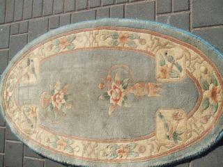 Beautiful Hand Woven Antiques Chinese Carpet Oval Shape