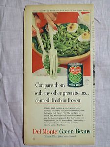   Advertisement Page Del Monte Canned Green Beans Nice Vintage Ad