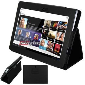 Black Flip Premium Leather Carrying Case Cover For Sony Tablet S1