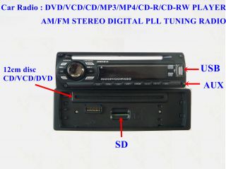 Car Radio in Dash DVD VCD CD R RW USB SD  MP4 Player Am FM Digital 
