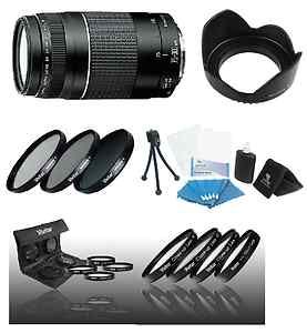Canon EF 75 300mm f 4 5 6 III Zoom Lens Accessory Kit for Rebel T2i T3 