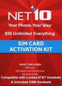 Net10 Sim Card Activation Kit for iPhone or Android Unlimited $45 Plan 