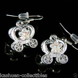   Bridal 3D Cinderella Pumpkin Carriage Flower Fairy Earrings
