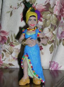 CARMEN MIRANDA Fogleberries LATIN DANCER Handmade Wool Art Doll Needle 