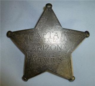Old West Star Badge Capitan Arizona Rangers Silverplate